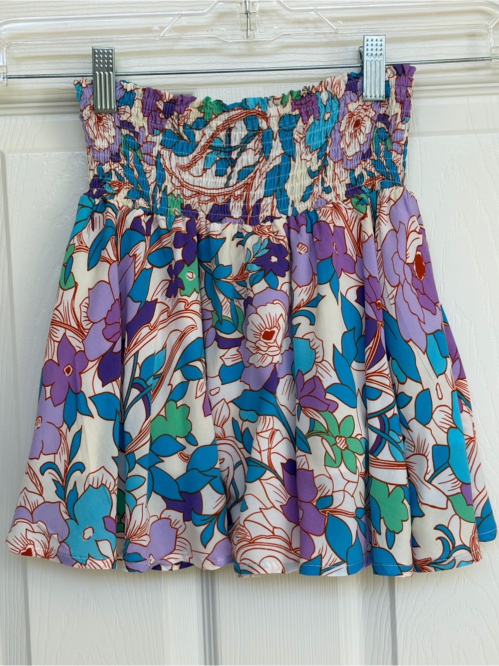 KARLIE Floral Skirt/Skort Smocked Waist Lightweight Flirty Size Small